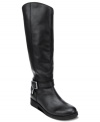 An awesome utility pair. Lucky Brand's Falta boots are tall and strong, with a wrap around strap at the ankle.