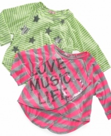 Love, music, life and every star in the sky. She'll look forward to each and every day with the help of these graphic striped tees from Sugar Tart.