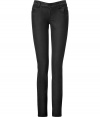 Finish your look on an edgy note with McQ Alexander McQueens coated black skinny jeans, complete with an eye-catching logo-embroidered back pocket guaranteed to collect style points - Classic five-pocket style, button closure, belt loops - Pair with modern draped tops and sky-high platforms for that extra impact