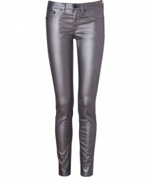 Get the trend-right look of the moment in these ultra-chic coated jean leggings from Rag & Bone - Five-pocket styling, extra skinny leg, comfortable mid-rise cut - Extra form-fitting - Pair with everything from modern knits and ankle boots to feminine tops and heels