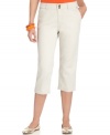 Double up with double buttons and a chic, straight cut from Style&co. These petite twill capris also feature tummy control for an extra-smooth silhouette! (Clearance)