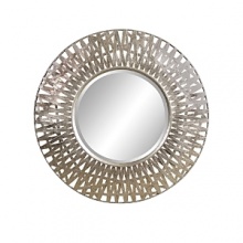 Elegant and graceful, this round mirror with basket weave detail is a lovely way to accent any wall. Round with silverleaf details.