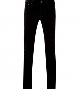 Stylish pants in velvety soft black cotton - Ultra-fine wale corduroy - Narrow cut, slimmer fit - Classic five-pocket style with button closure and belt loops - A cool, versatile go-to that pairs perfectly with just about anything in your wardrobe - Wear with button downs, pullovers and cardigans