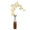 Bud vases let you create delicate, unassuming floral arrangements in any space. But our Cradle Bud Vase is special: instead of using conventional glass, we've married rich, warm wood and sparkling metal alloy into a form that will appeal to ladies and gentlemen alike. This duality is nimbly reinforced with our delightful silk orchid, at once refined and exotic.