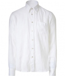 Casual shirt from St. Tropez status label Vilebrequin - in fine lightweight linen, in elegant white - decoratively embroidered - modern slim cut, with small collar and chest pocket - fits perfectly with jeans, shorts or light pants - absolute universal: for Casual Fridays in the office, for leisure or for festive summer occasions