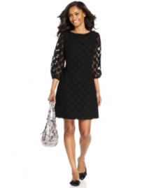 Dotted lace gives a chic shift graphic pop. Style&co.'s petite dress takes you from work to dinner effortlessly.