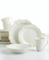 Give your formal gatherings a vintage touch with this classic Butler's Pantry dinnerware and dishes set from Lenox. Crafted in durable earthenware, each scalloped dish has a creamy, vine-embossed trim and radiant sheen. Qualifies for Rebate