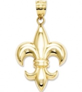 Perfect fashion for the Francophile. This iconic Fleur De Lis charm shines in polished 14k gold. Chain not included. Approximate length: 1-1/5 inches. Approximate width: 7/10 inch.