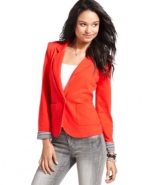 Striped cuffs add loads of character to a blazer from Fire that dares you to go bright!