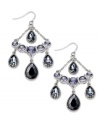 Alluring glass stones in dark shades bring an air of mystery to these drop earrings from Alfani. Crafted in hematite tone mixed metal. Approximate drop: 2-1/2 inches.