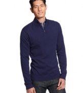 Understated and classic 1/4 pullover sweater by Alfani BLACK is for the sophisticated everyday man.