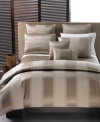 Bold stripes with a subtle metallic shimmer give the Wide Stripe Bronze European sham a decidedly sophisticated allure. This statement sham pairs perfectly with the other elements of the Wide Stripe Bronze bedding ensemble from Hotel Collection. Shell only; reverses to solid.