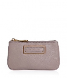 Small yet efficient, this supple leather key pouch from Marc by Marc Jacobs makes organizing ultra-chic - Top zip closure, front logo plaque, texture leather - Perfect for your keys and other small daily necessities