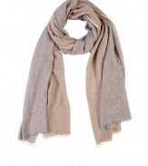 An ultra luxurious accessory, Brunello Cucinellis two-tone cashmere scarf adds understated modern elegance to every outfit - Fringed ends - Wear inside over cashmere knits, or outdoors wrapped around edgy leather biker jackets