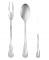 The contemporary and curvaceous Torun pattern is lustrous on the table and wonderful in the hand. Created by renowned jewelry designer and artisan Vivianna Torun Bulow-Hube in best-quality 18/8 stainless steel. Set includes a serving fork, a serving spoon and a butter spreader.