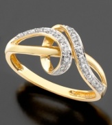 Beauty flows freely on this blissful ring featuring ribbons of round-cut diamonds (1/10 ct. t.w) set in 14k gold.