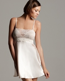 Sweet and sultry are combined in a lace and satin chemise from In Bloom by Jonquil.