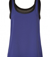 Boasting two-times the style, this two-tone tank from Marc by Marc Jacobs features a contrasting sheer back for a sporty-chic look - Scoop neck, sleeveless, A-line silhouette, two-tone with semi-sheer netted back - Loosely fitted - Style with skinny jeans, an oversized cardigan, and retro-inspired trainers