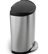 Make a clean break from your trash troubles. This high-capacity trash can from simplehuman looks great against any wall in your home, making trash disposal simple with a durable, dent-proof plastic lid that can stay open until your chores are done. Five-year warranty.