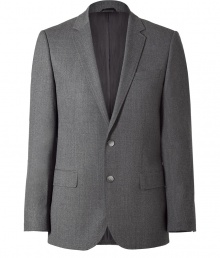 Sophisticated grey wool blazer - This slim cut blazer has a clean and classic silhouette - Try with straight leg jeans and a t-shirt for updated basics - Style with slim trousers and a crisp button down