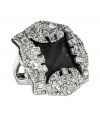 Finish your look on an ultra glam note with Alexis Bittars luxe oversized cocktail ring - Black stone, silver crystals, rhodium-toned metal - Wear with everything from jeans and pullovers to cocktail dresses and heels