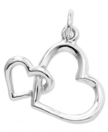 Double your affection. This cute cut-out double heart charm is crafted in polished 14k white gold. Chain not included. Approximate length: 7/10 inch. Approximate width: 3/5 inch.