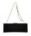 Channel 1960s-inspired chic with this luxe convertible clutch from Salvatore Ferragamo - Long rectangular shape, vintage-inspired frame, multi-chain detailed shoulder strap, snap closure - Perfect for cocktails or a black tie event