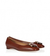 Classically chic, these logo-laden leather ballet flats from Salvatore Ferragamo epitomize modern elegance - Square toe, logo detail, low heel - Style with skinny jeans, slim trousers, or a pencil skirt