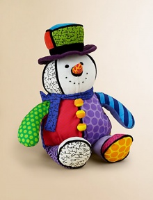 Spreading holiday cheer, this festive, cuddly snowman will bring a smile to your little one's face with a vibrant patchwork pattern and renowned Let It Snow tune.12W X 11HCottonWashable surfaceRecommended for ages 0+AAA batteries includedImported