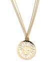 Roaring fashion from Anne Klein. This pendant necklace will be the pride of your outfit with a lion's head pendant strung on long multi-chains. Crafted in gold tone mixed metal. Approximate length: 38 inches. Approximate drop: 1-1/4 inches.