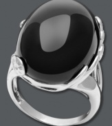 Look chic long after cocktail hour. This statement-maker features an oval-cut onyx gemstone (16 mm x 22 mm) set in polished sterling silver. Size 7.