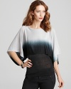 Lafayette 148 New York Hand Dip Dyed Kimono Sleeve Sweater