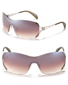 With their sleek, modern silhouette, mirrored lenses and logo detail at arm, these Giorgio Armani shield sunglasses achieve accessory perfection.