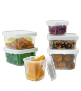 Let OXO organize your edibles with these stackable storage containers. An airtight, watertight and leakproof seal keeps food fresh in the fridge or freezer, while a clear window on the lid lets you easily identify what's inside.