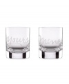 What's mine is yours. Perfect for the happy couple, these kate spade new york double old-fashioned glasses speak volumes in luminous crystal etched with yours and mine.