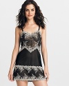 A body skimming sheer lace chemise with flattering floral details all over.