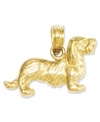 Honor your favorite breed. This shiny charm features an intricately-carved long-haired dachshund in 14k gold. Chain not included. Approximate length: 3/5 inch. Approximate width: 7/10 inch.