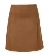 Classic yet chic, this cashmere-blend Salvatore Ferragamo A-line skirt offers easy elegance to your workweek favorites - A-line silhouette, large pleats, concealed side zip closure - Wear with a cashmere turtleneck, a neutral-hued cape, and classic pumps