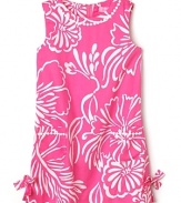 With precious embroidered dot trim and bows at the hem, this Lilly Pulitzer shift dress is a sweet, tropical treat.