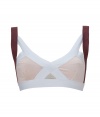 Spearheading the innerwear-as-outerwear trend, VPLs easy to layer pieces offer a fashion-forward alternative to lingerie - Two-tone crisscrossed multi-strap front with soft full-cups, adjustable wide straps, elasticized band - Pair with matching panties for stylish lounging or under a low-cut sleeveless top