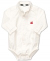 When he has to look his best, dress him up in first dress shirt bodysuit by Carter's.