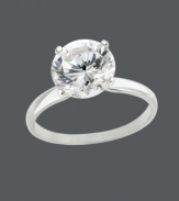 Delight in two carats of shine! B. Brilliant's luminous engagement-style ring features a round-cut cubic zirconia (2 ct. t.w.) set in sterling silver. Size 7.