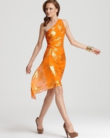 David Meister Dress - One Shoulder Foil