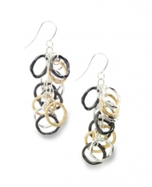 Going around in circles trying to find jewelry that works within your wardrobe? Look no further than Alfani's circle cluster earrings! Made in shiny silver tone, matte gold tone and hematite tone mixed metals, they're versatile enough to complement a variety of styles. Approximate drop: 2-1/4 inches.