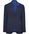 Bring stylish appeal to day or night ensembles with this versatile blazer from Etro - Notched lapels, two-button closure, single chest pocket, decorative flower pin at lapel, flap pockets at waist, double back vent, paisley lining - Pair with slim trousers or jeans, a button down, and brogues