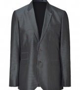 Bring bold style to your workweek attire with this ultra-cool metallic blazer from PS Paul Smith - Notched lapels, two-button closure, front flap pockets, slim fit - Pair with slim trousers, a sleek button down, and lace up dress shoes