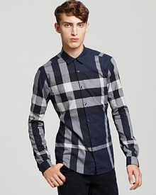 Classic navy meets its match with Burberry's timeless check.