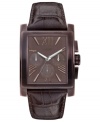 This classic dress watch from GUESS features rich brown leather and retro details.