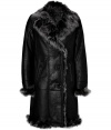 Inject a dramatic note into your luxe outerwear essentials with Etros jet black paisley print lambskin coat, detailed with textural fur trim for an ultra glamorous finish - Allover embossed paisley print, notched lapel, long sleeves, zippered pockets, slim straight cut - Pair with everything from jeans and boots to tailored cocktail sheaths