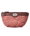 Fossil's wedge cosmetic case is embroidered with a lovely floral pattern in rich color combos.